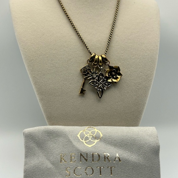 Kendra Scott Charms Collection Bronze Necklace 4 Snap Charms Key Flower Stars - Picture 3 of 11